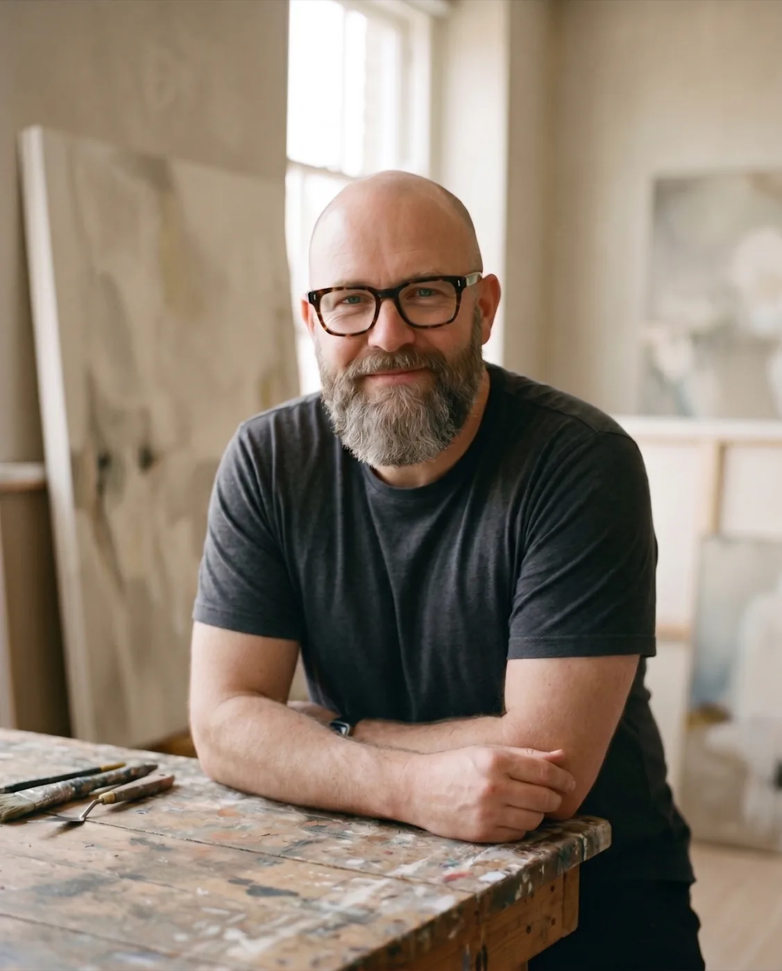 Hugo North in his studio